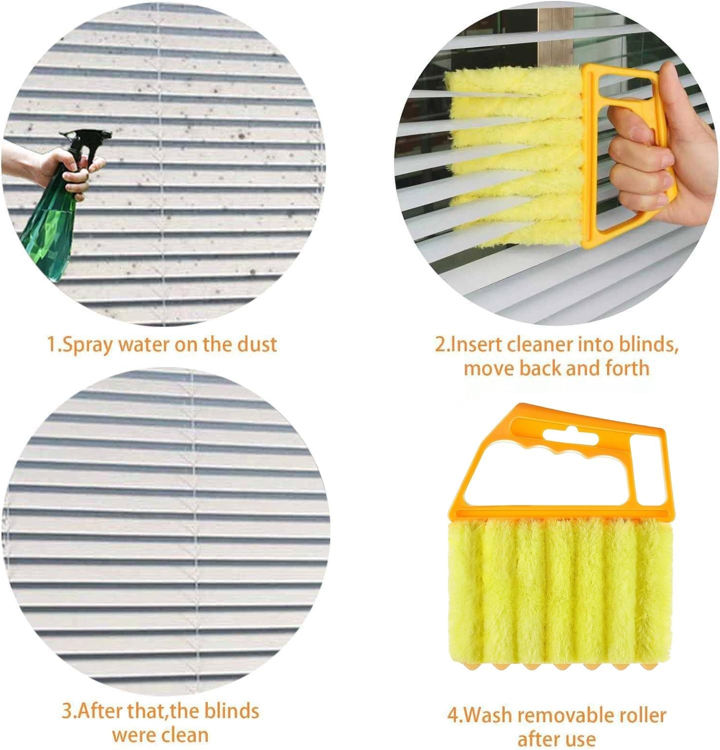 2 Pcs Window Blind Cleaner Duster Tool, Hand-Held Duster Color: Orange、yellow