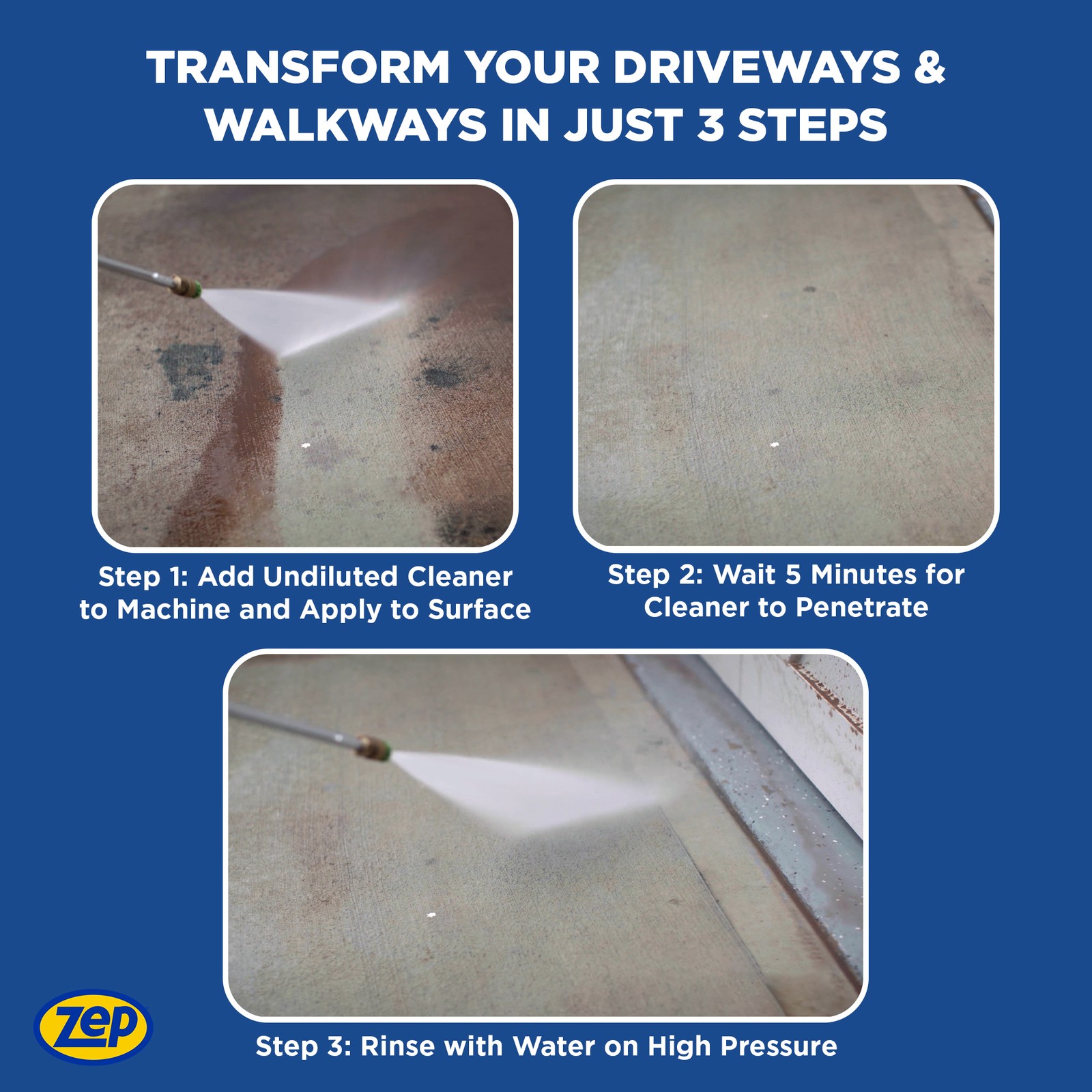 Zep Driveway and Concrete Pressure Wash Cleaner Concentrate – 1 Gal (Case of 4)