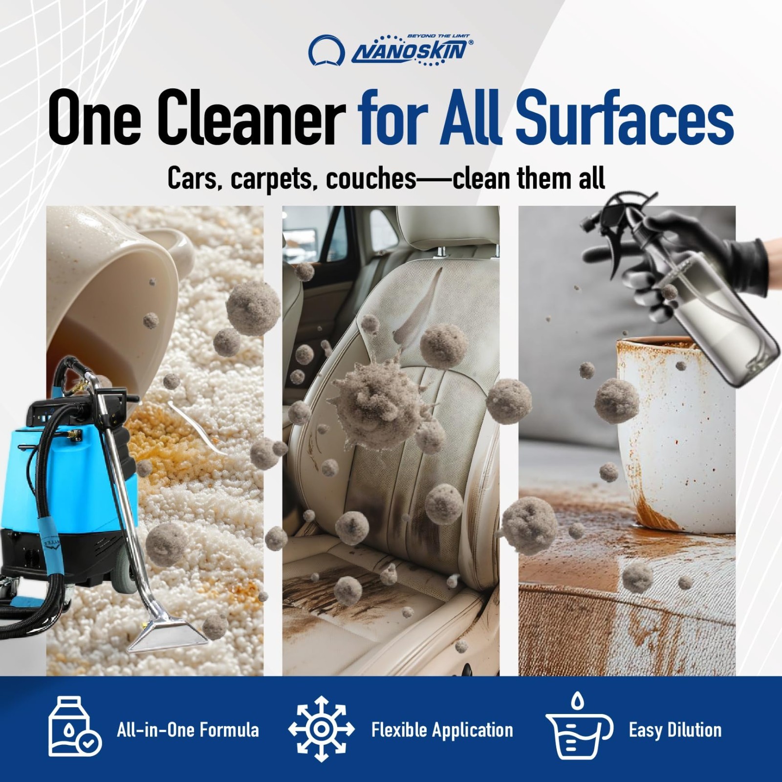 Low Foaming Carpet Cleaner 1 Gallon – Stain Remover & Odor Eliminator for Home,
