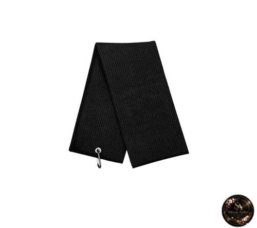 wumio Golf Towel Microfiber Black with Carabiner 50cm x 30cm for wiping balls