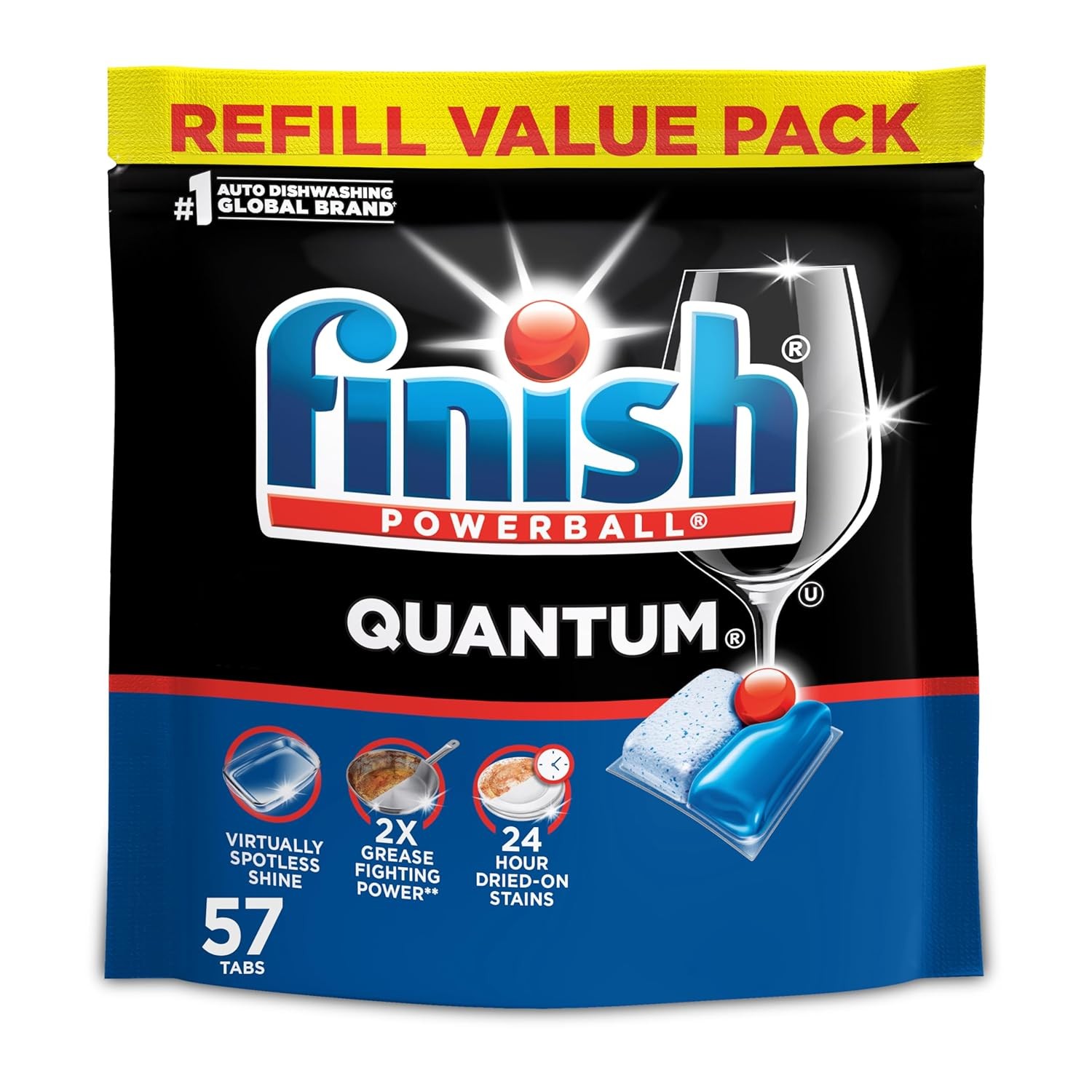 Finish Quantum Dishwasher Pods Detergent Tablets Soap Automatic No Pre-Rinse