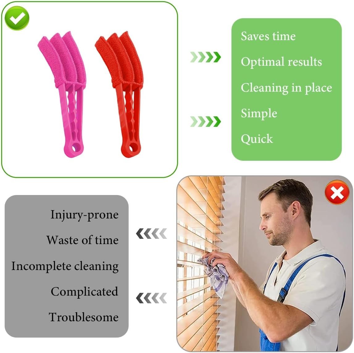 Washable Blind Cleaner Tool Set for Effortless Dusting of Hard-to- Areas