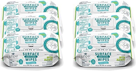 8 packs Juniper Clean Surface Wipes Bleach Free 72 Count Each Pack NEW Fast Ship