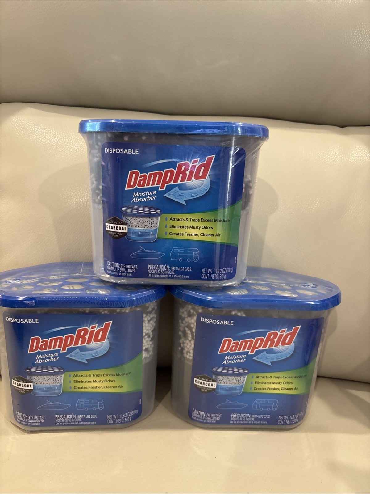 3 Pk ~ Fragrance Free Disposable Moisture Absorber with Activated Charcoal, 18oz