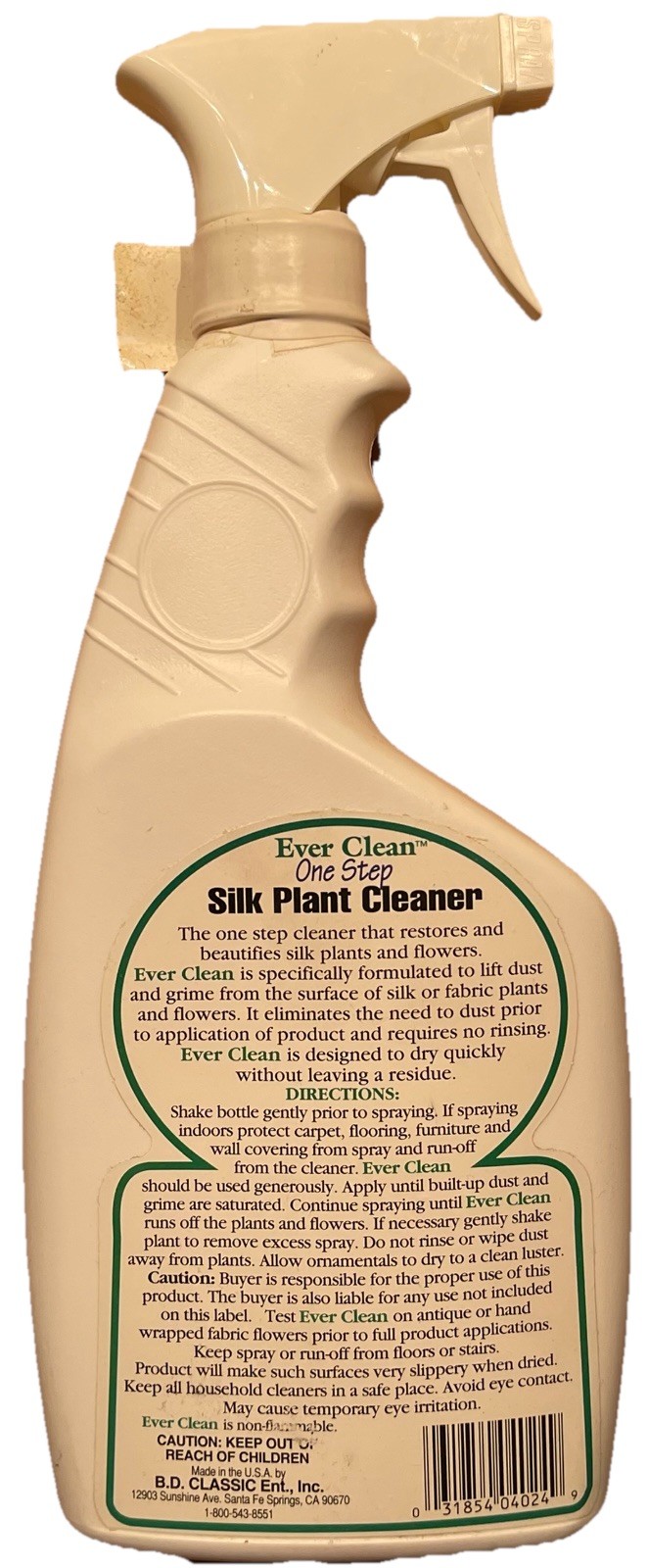EVER CLEAN ONE STEP SILK PLANT CLEANER SPRAY 24 OZ BOTTLE VINTAGE NEW OBSOLETE