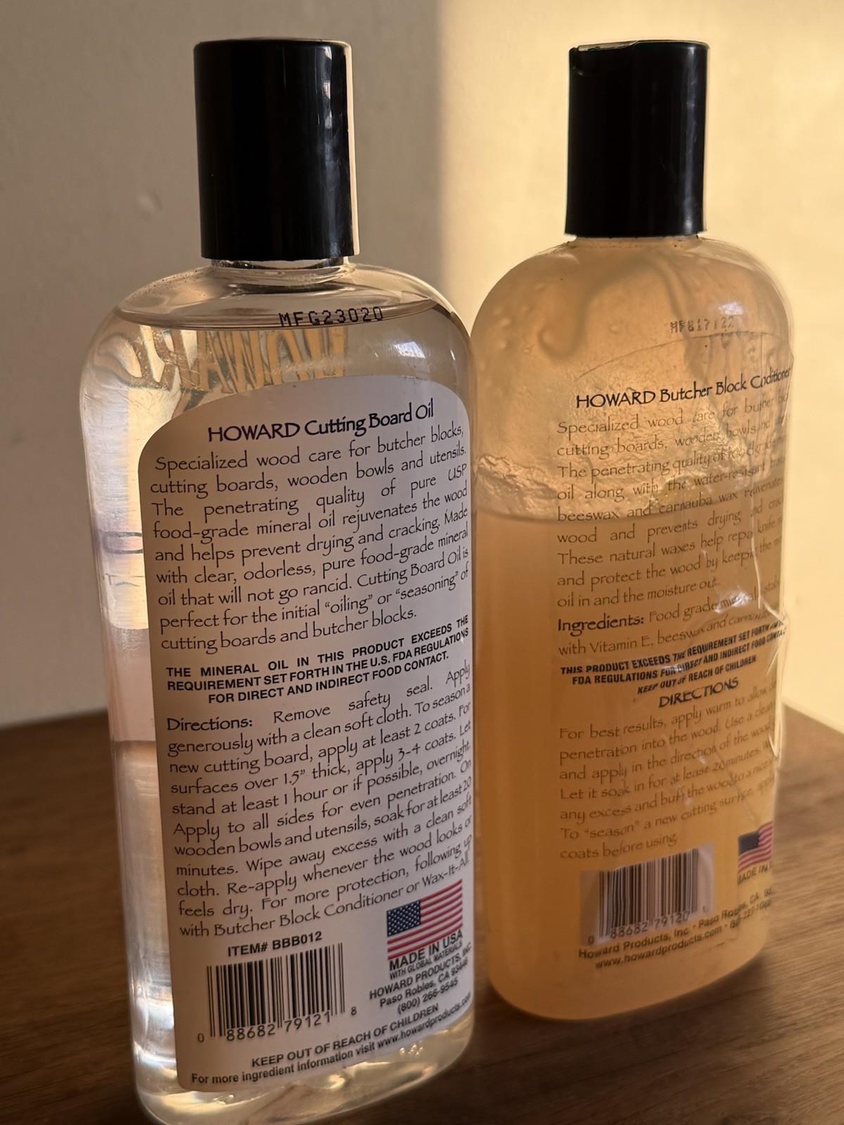 Howard Butcher Block Conditioner & Cutting Board Oil 12 oz/ea **NEW & USED** Lot