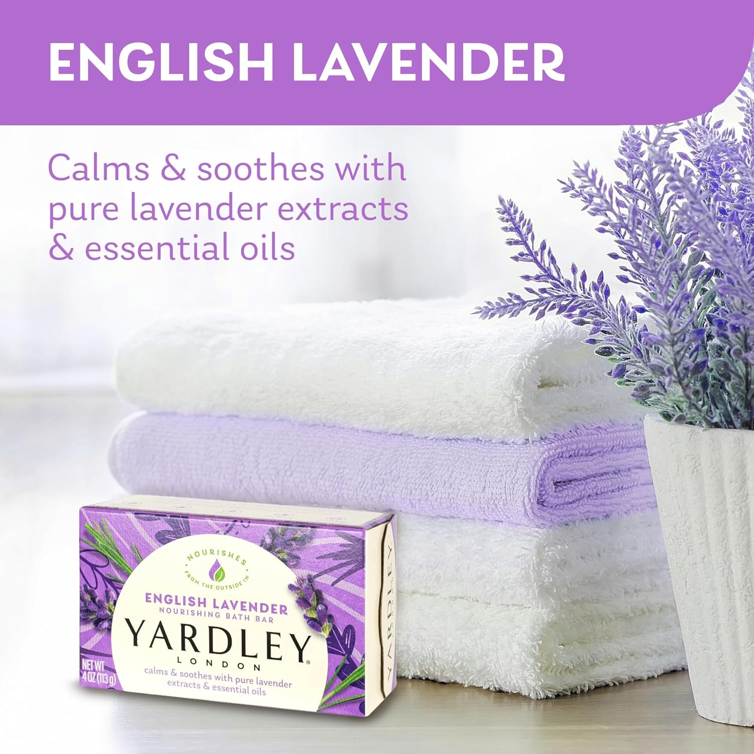Yardley London English Lavender Naturally Bath Bar, 4 ounce