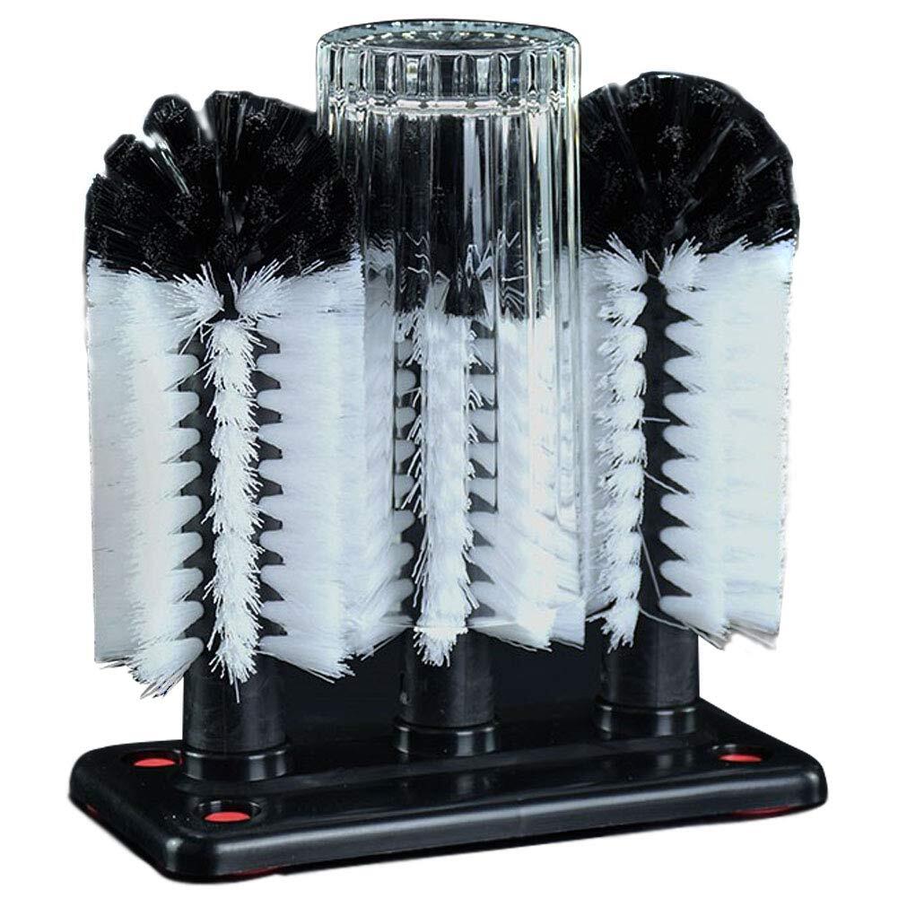 Water Bottle Cleaning Brush Glass Cup Washer with Suction Base 3 Head Bristle…