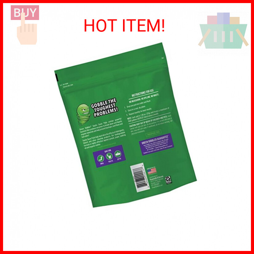 Green Gobbler Septic Tank Treatment Packets, 6 Month Supply – Natural Bacteria t