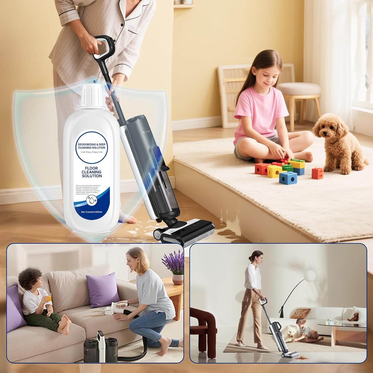 Natural Scented Multi-Surface Floor Cleaning Solution – 16.9 Fl Oz (Pack of 2)