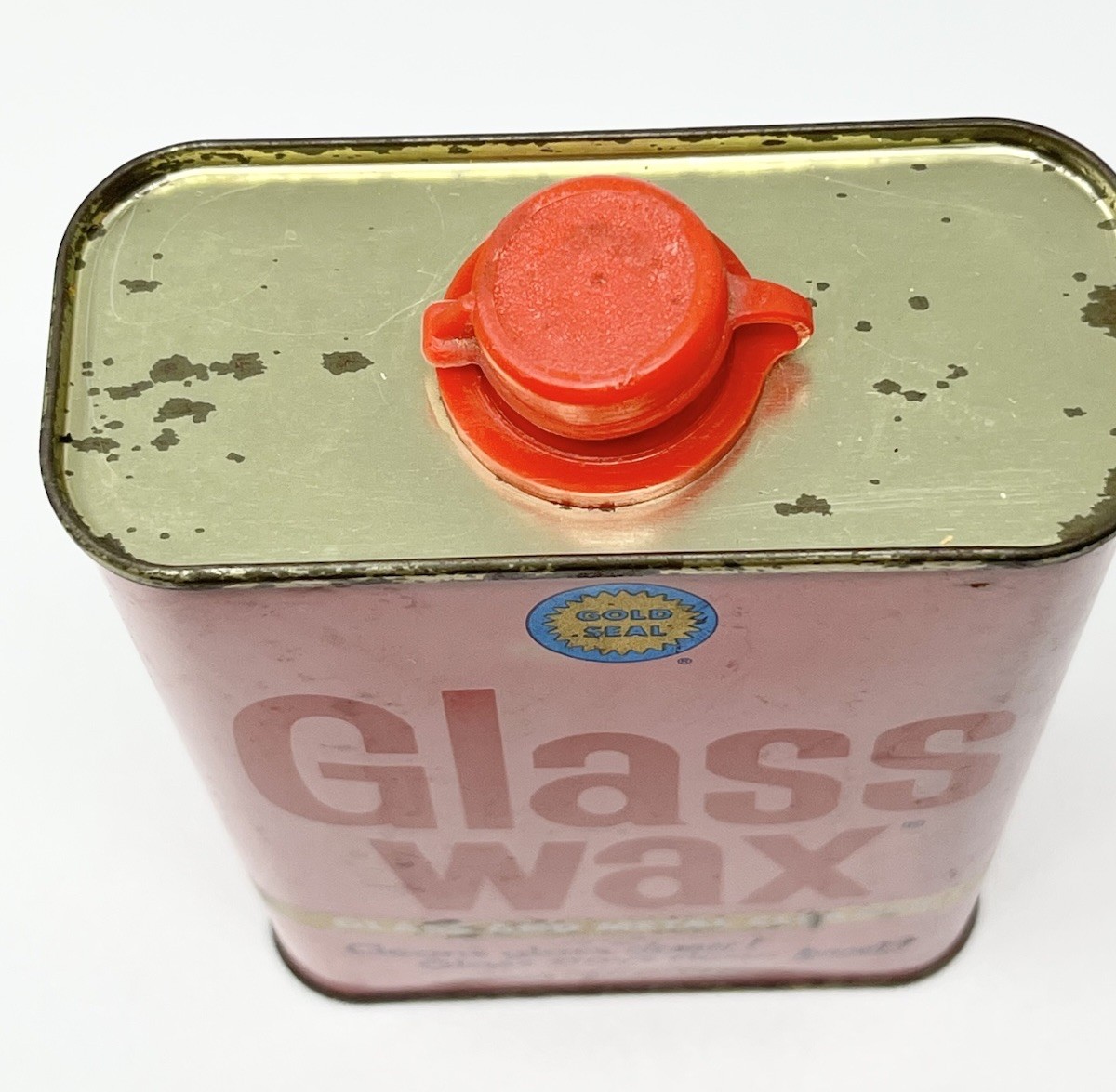 Vintage Glass Wax Metal Tin Can 75% Full Pink Can Polishing As Is Untested Read