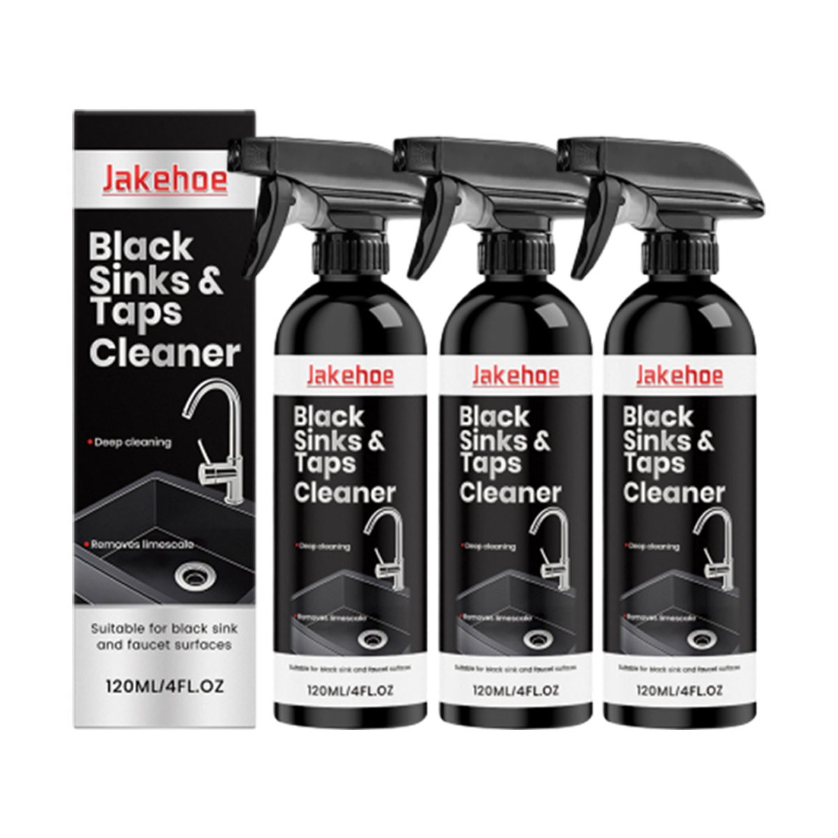 Black Sink and Tap Cleaner Spray,Water Stain Limescale Remover for Black Faucets