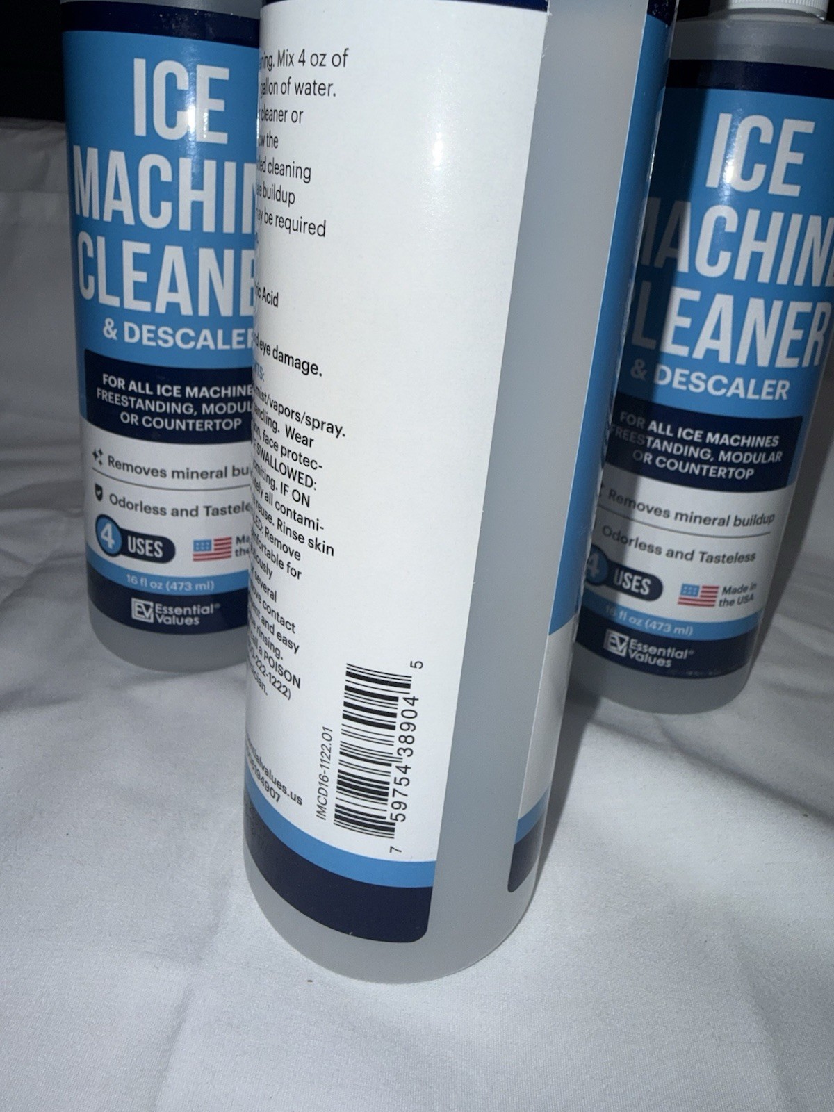 Essential Values Ice Machine Cleaner, Nickel Safe Descaler 16 fl oz Each 4 Pack