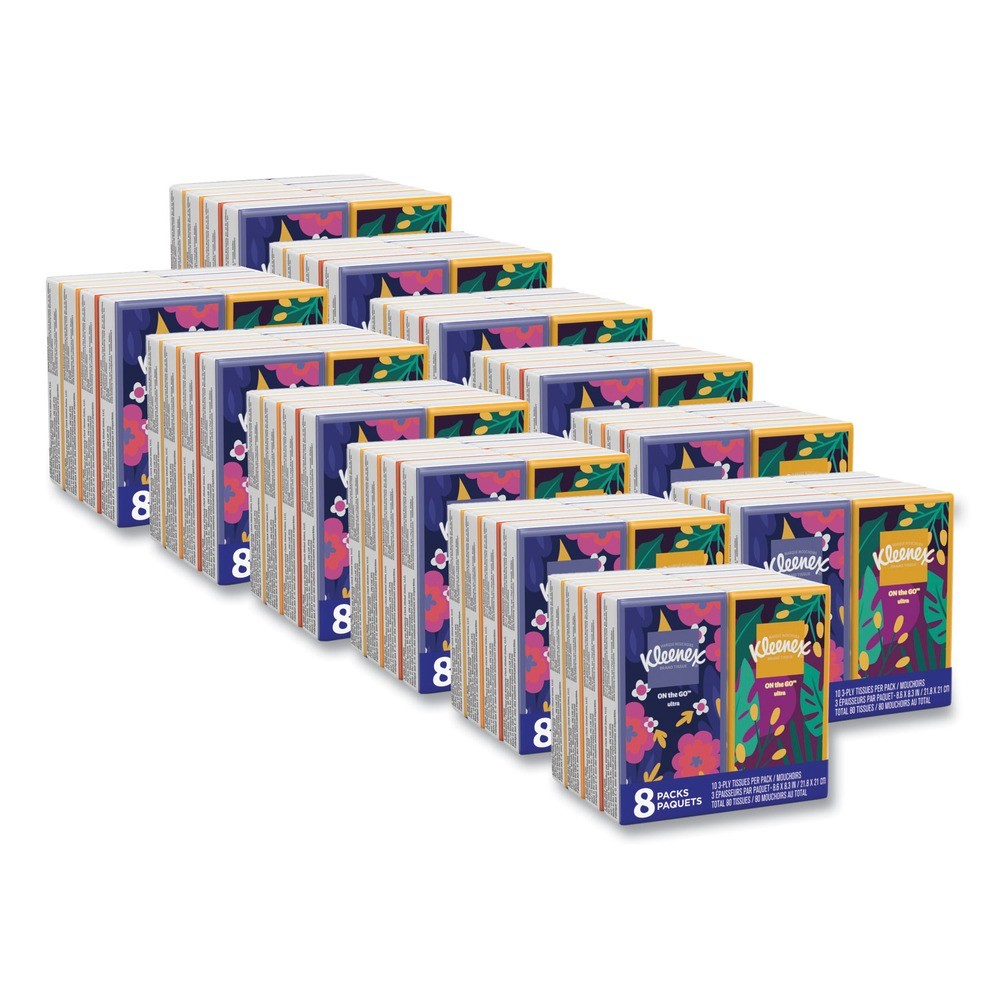 Kleenex 46651CT 3-Ply On The Go Packs Facial Tissues – White (12 Packs/CT) New