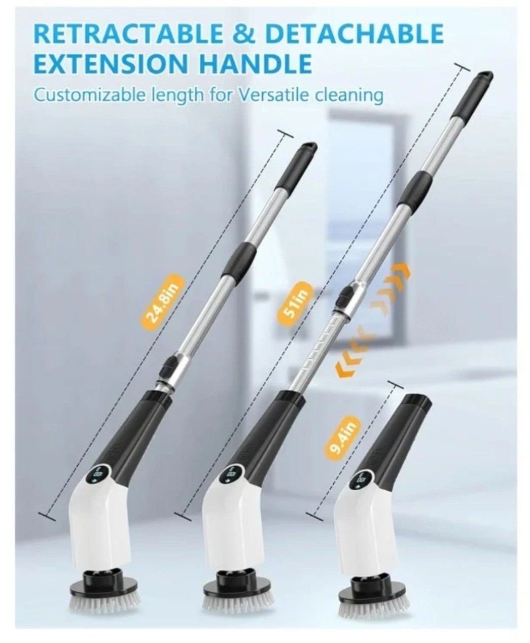 Cordless Electric Spin Scrubber 8-in-1 Rechargeable Bathroom Cleaning Brush Kit
