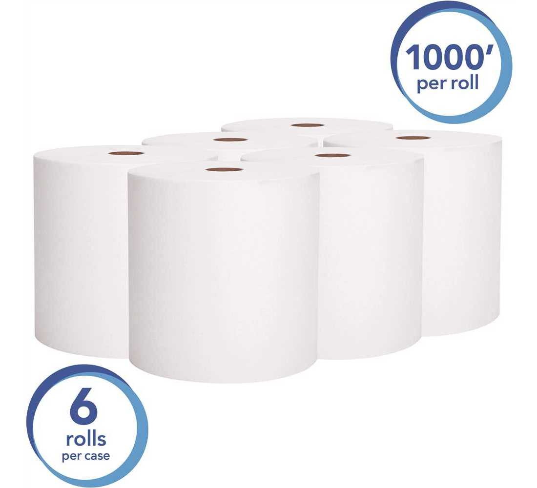 High Capacity Hard Roll Paper Towels White (1000 ft./Roll, 6 Paper Towel Rolls/C