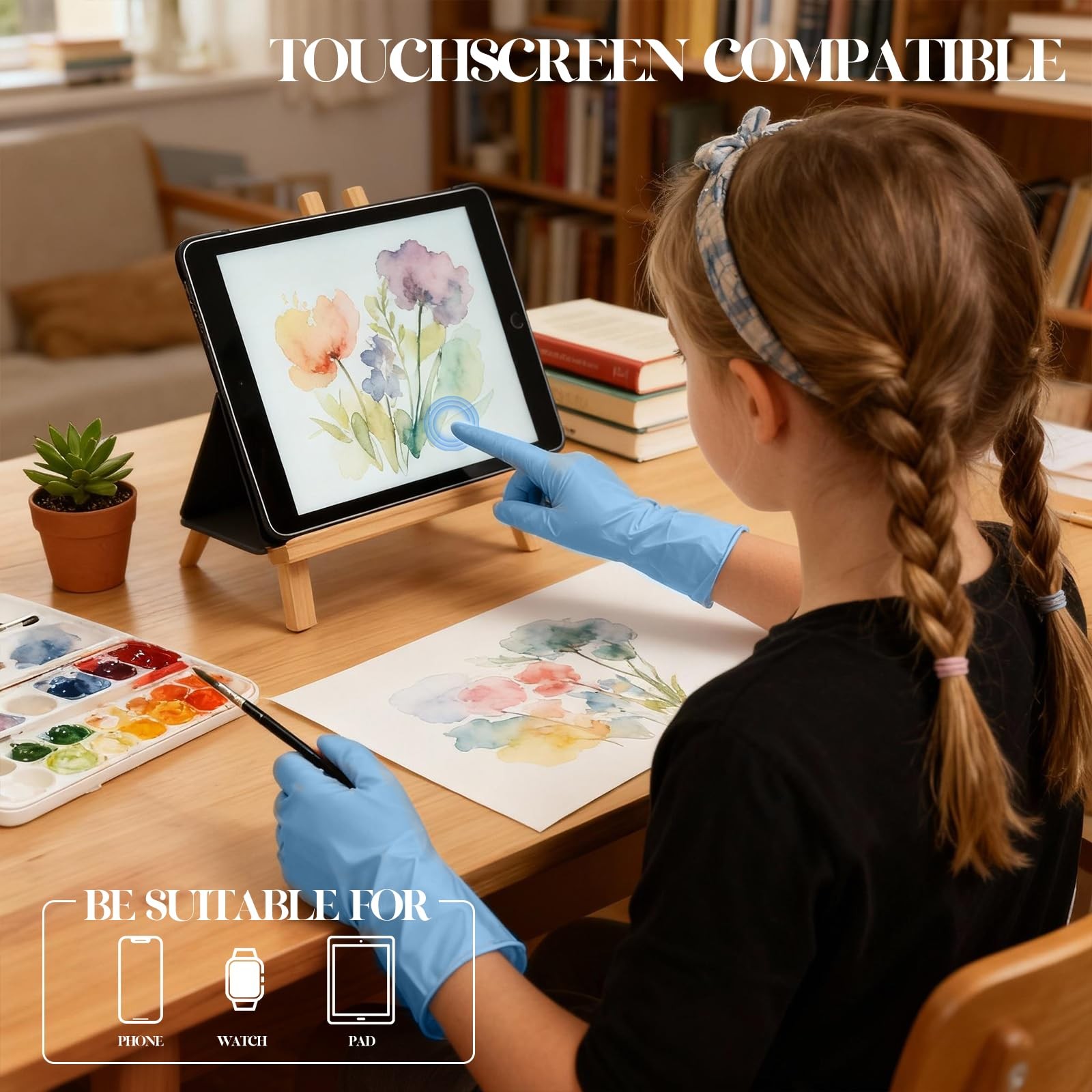 Xandoval Kids Nitrile Gloves for 6-10 Years, 5Mil Blue Small, of 100pcs