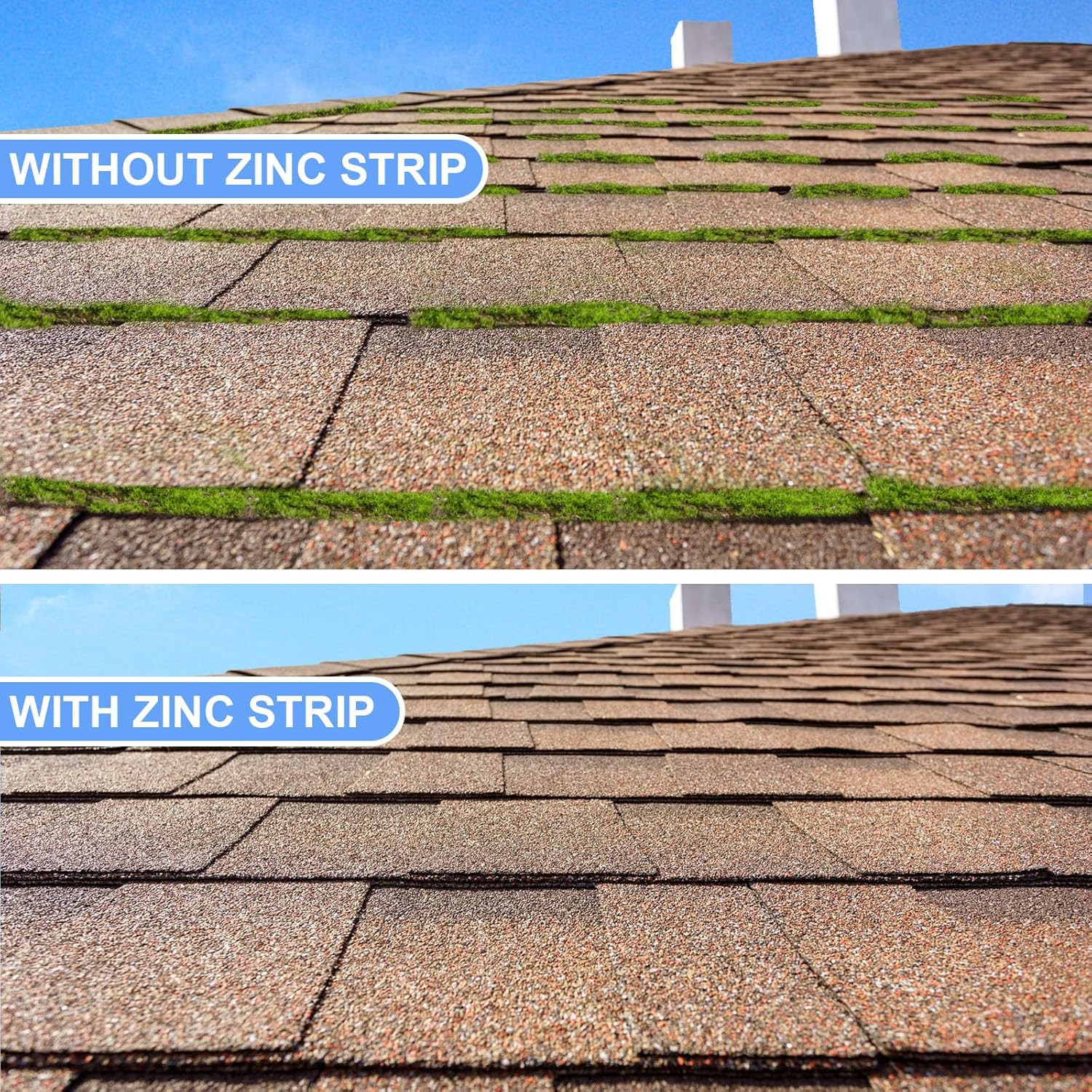 Roof Strip 131.23 Feet X 2.5 Inches Zinc Metal Strip Metal Roofing to Prevent Mo