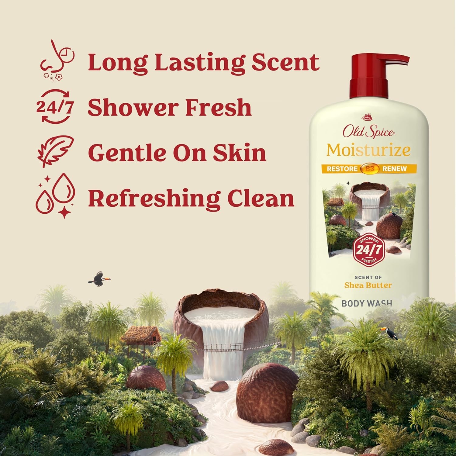 Old Spice Cleansing Body Wash for Men, 24/7 Shower Fresh with Lasting Scent, R