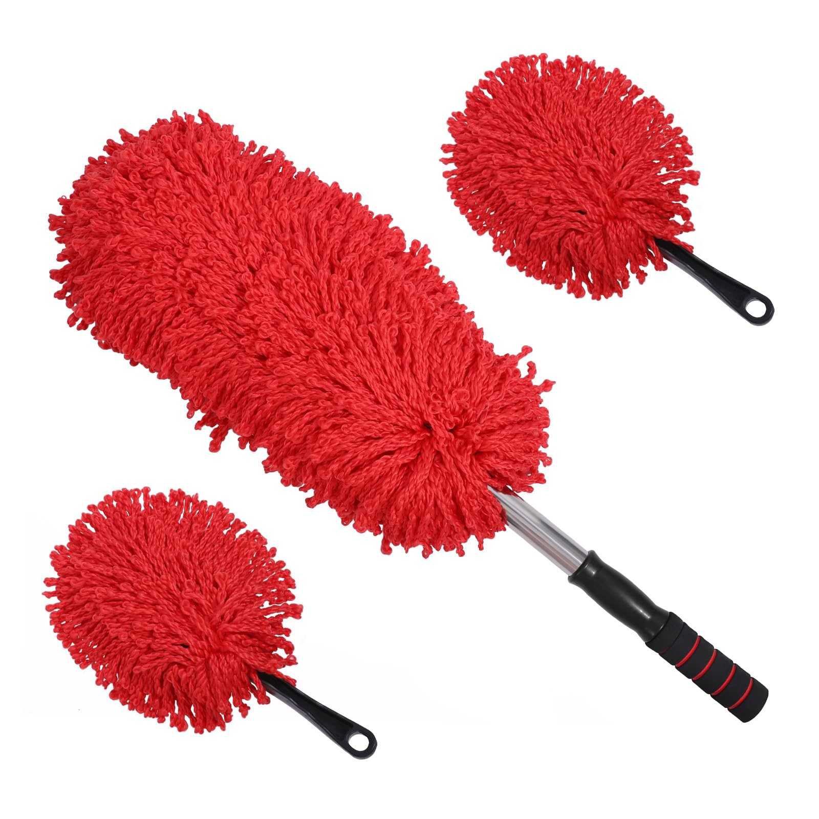 3 Pack Large Microfiber Car Duster with Extendable Handle for Interior Exterior