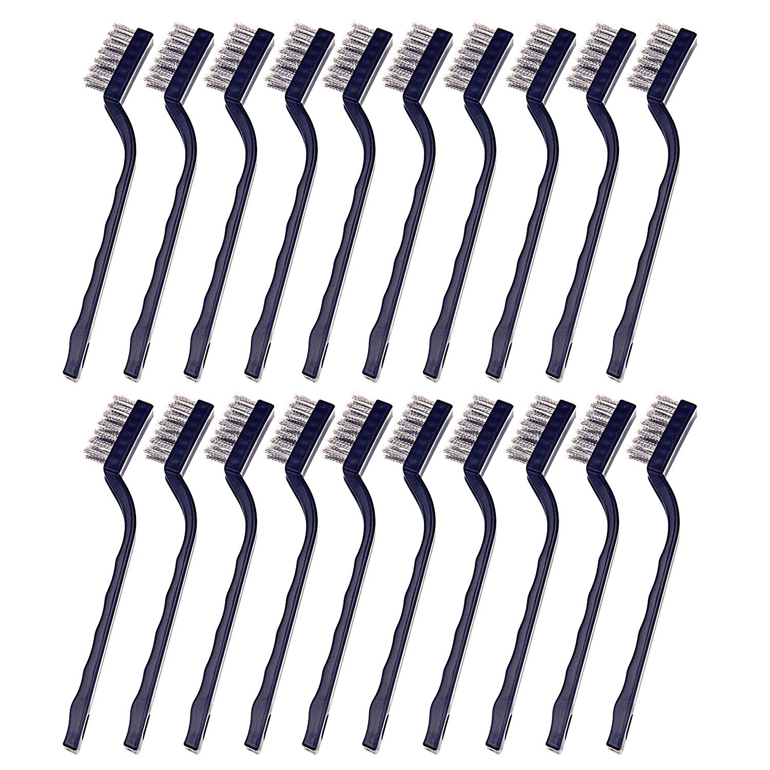 20 Pieces Mini Handle Stainless Steel Wire Bristles Brush Set for Cleaning