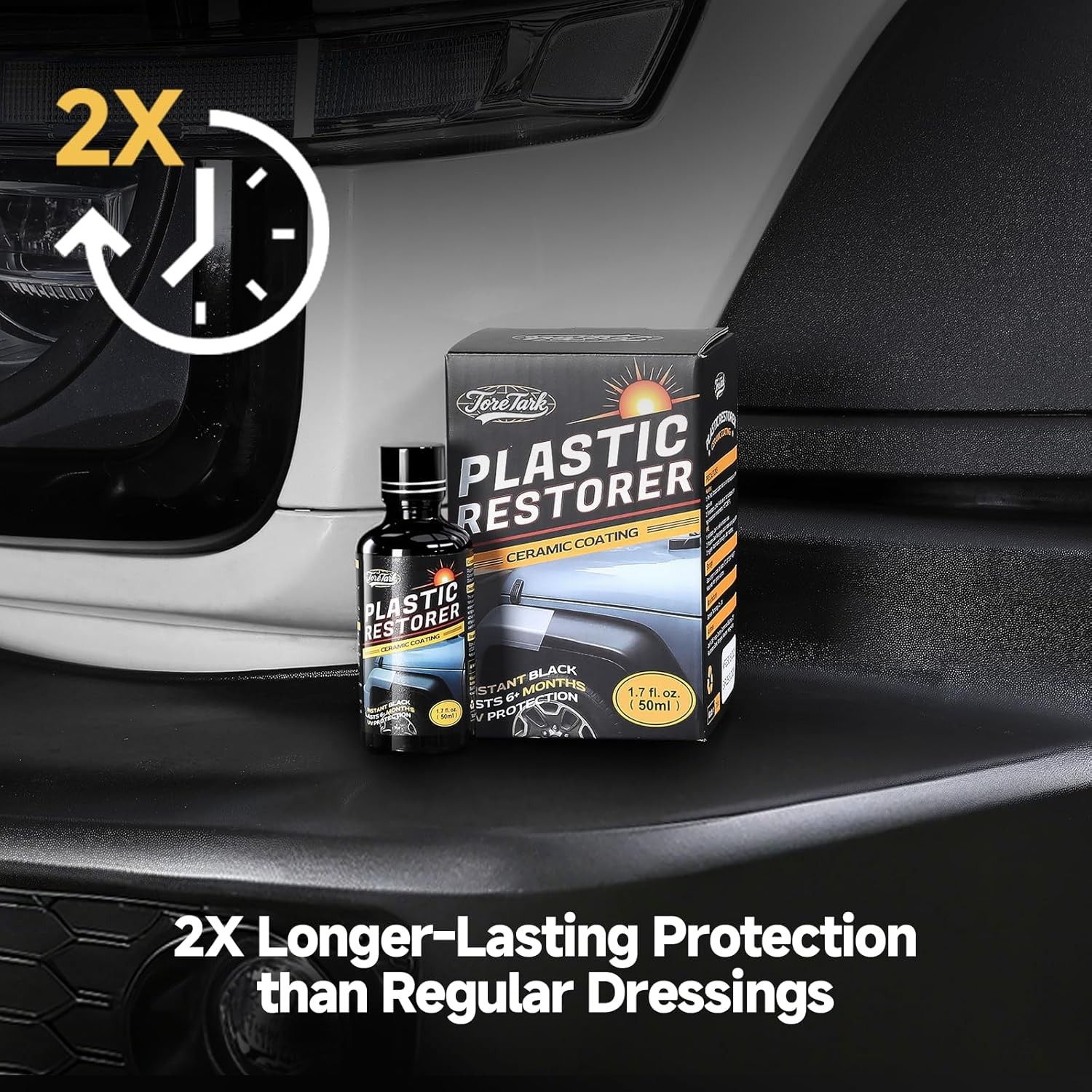Plastic Restorer for Cars, Not a Dressing, Black Trim Restorer, Ceramic Crystal