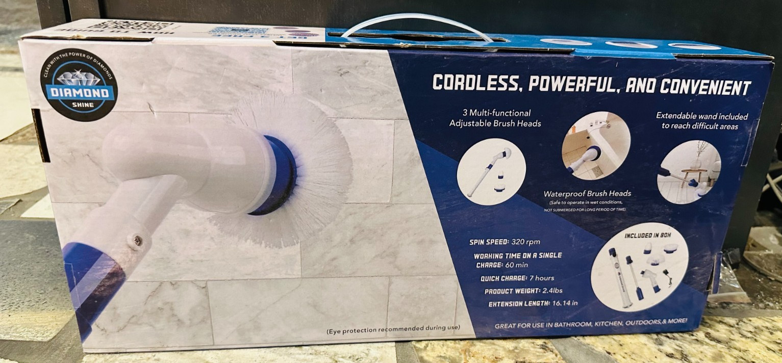 Electric Spin Scrubber Power Brush Bathroom Tile Grout Tub Cleaner 3 Heads