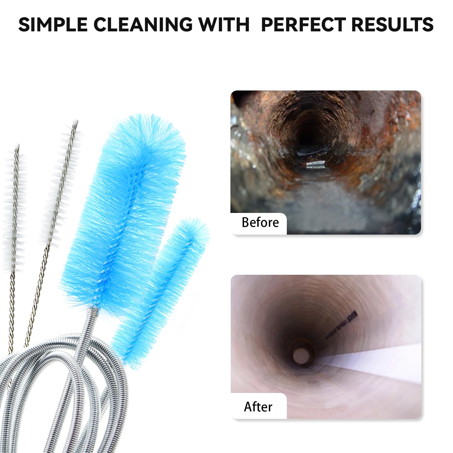 Bozenu Flexible Drain Brush, 66 Inch Long Double Ended Hose Pipe and 58 Inch …