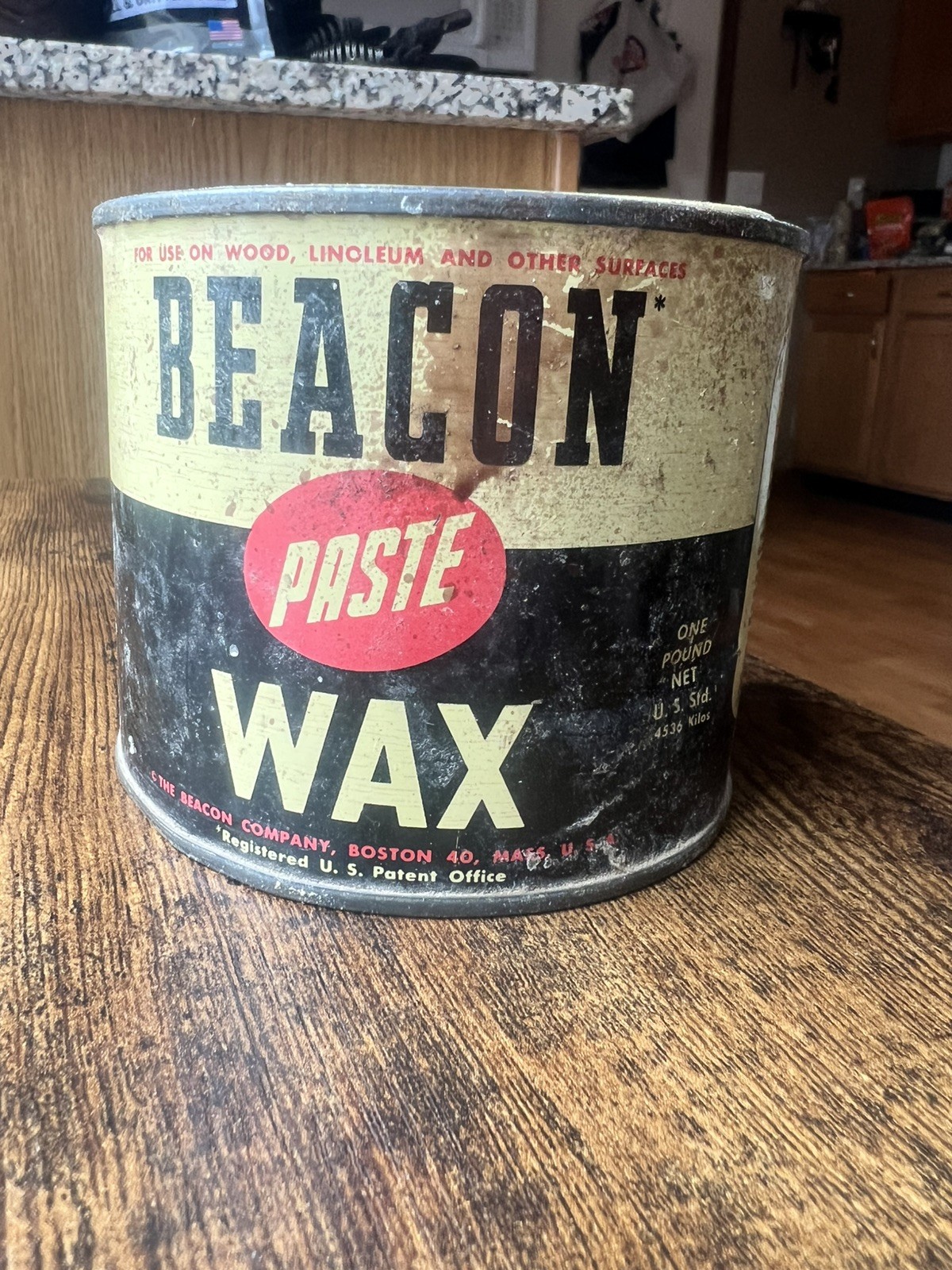 VTG BEACON Paste Wax 16 oz Tin Boston, Mass. USA