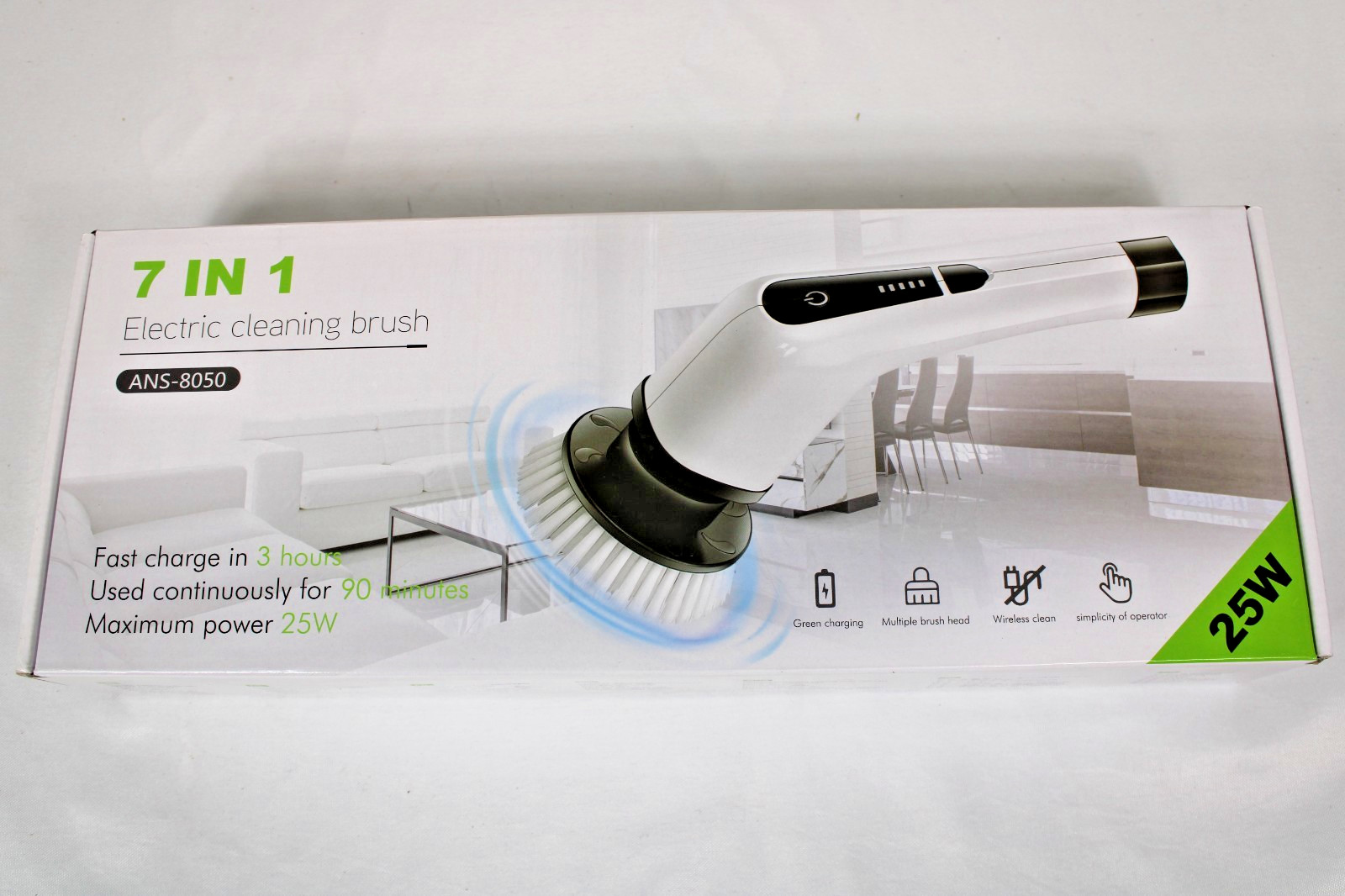 Highyes Electric Spin Scrubber 7-in-1 – Cordless Waterproof Rechargable ANS-8050