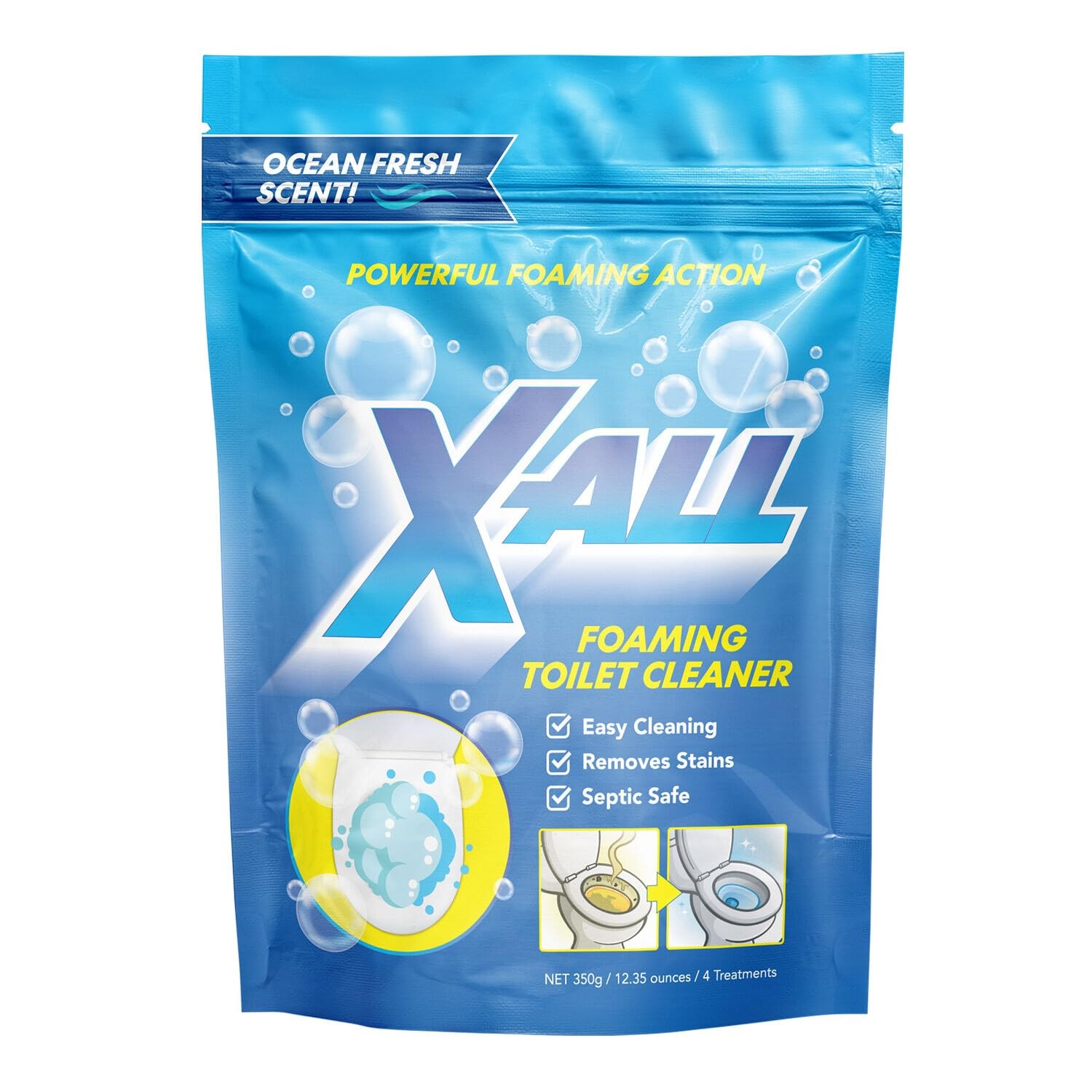 Foaming Toilet Cleaner, Self-Activating Powder for Deep Cleaning, Fights Stai…