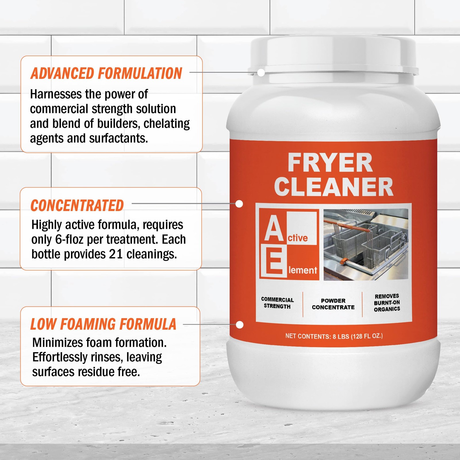 Fryer Cleaner – 8-lbs – Fryer Boil Out – Contains 21 Cleanings – Concentrated Po