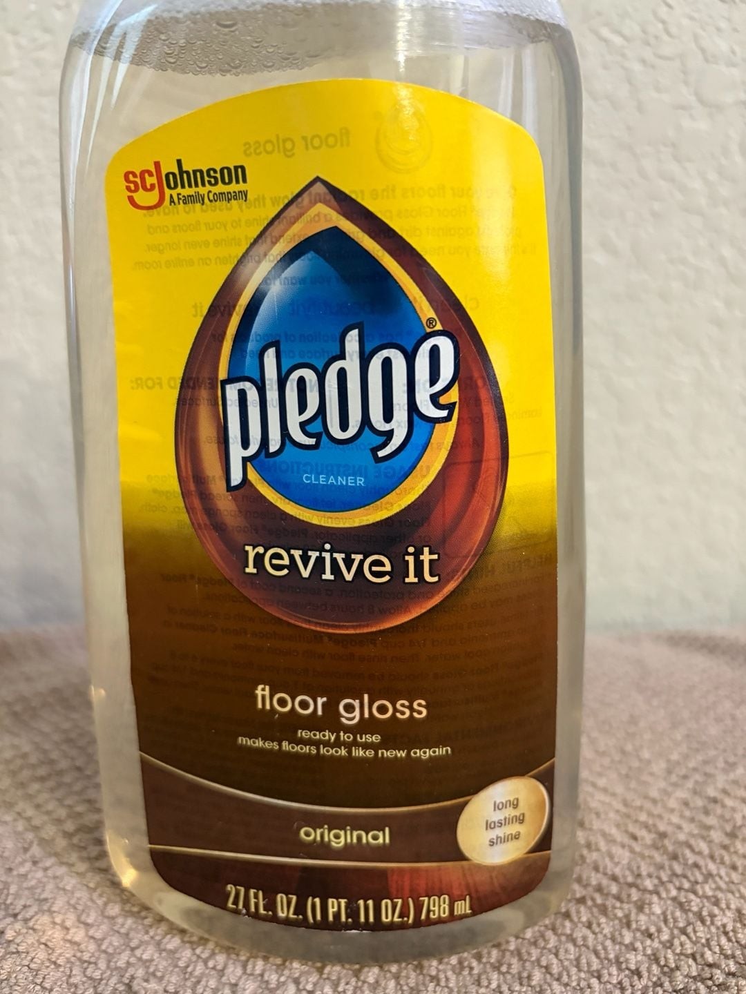 Vintage Pledge Revive It Floor Gloss Cleaner Original Scent 27 fl oz. 95% full