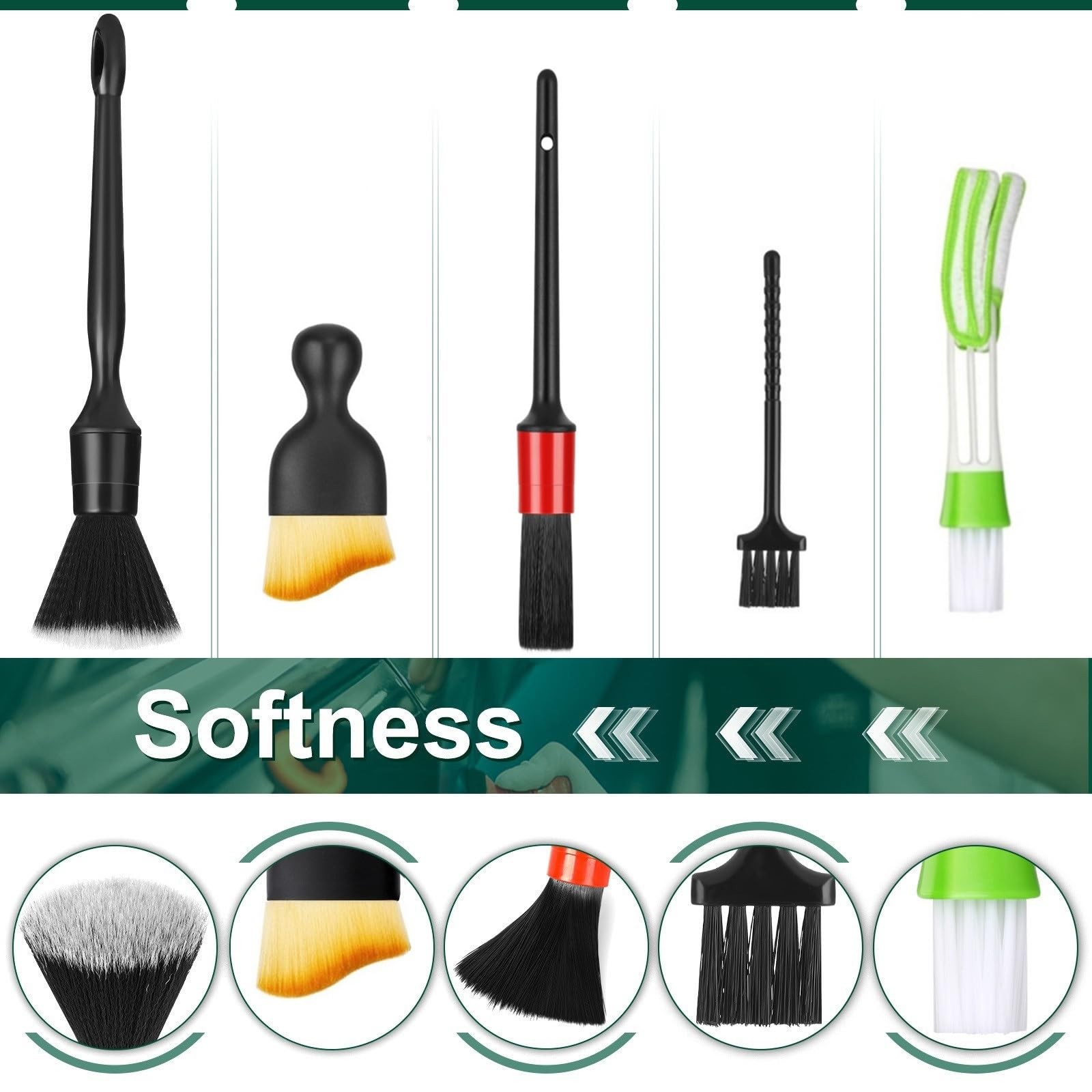 Car Interior Duster Detail Brushes, Soft Bristles Brush