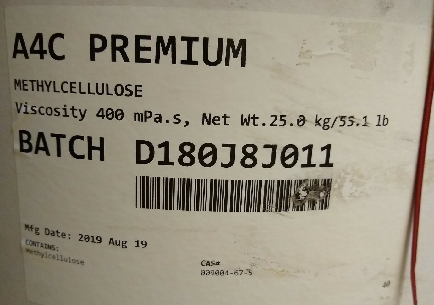 Methyl Cellulose – Methocel – 55 lb-25 kg – Methylcellulose – Cellulose Ether