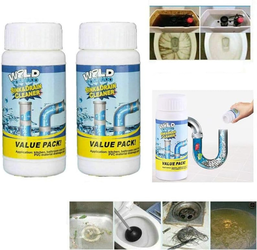 Wild Tornado Powerful Sink & Drain Cleaner Powder – Quick Foaming Super Clean…