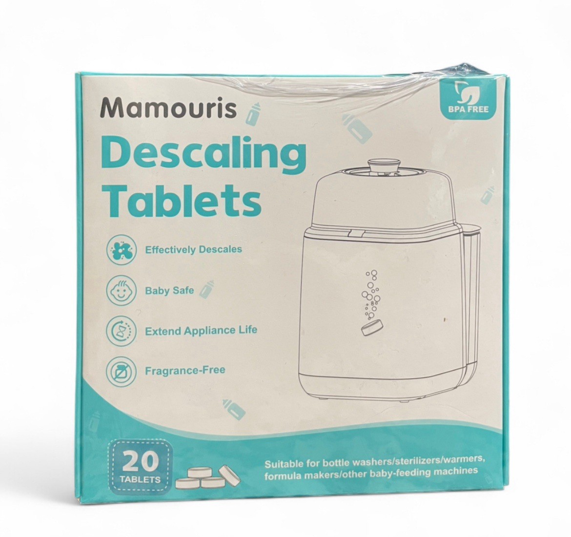 Mamouris Descaling Tablets 20 Ct Baby Safe Fragrance-Free for Appliances