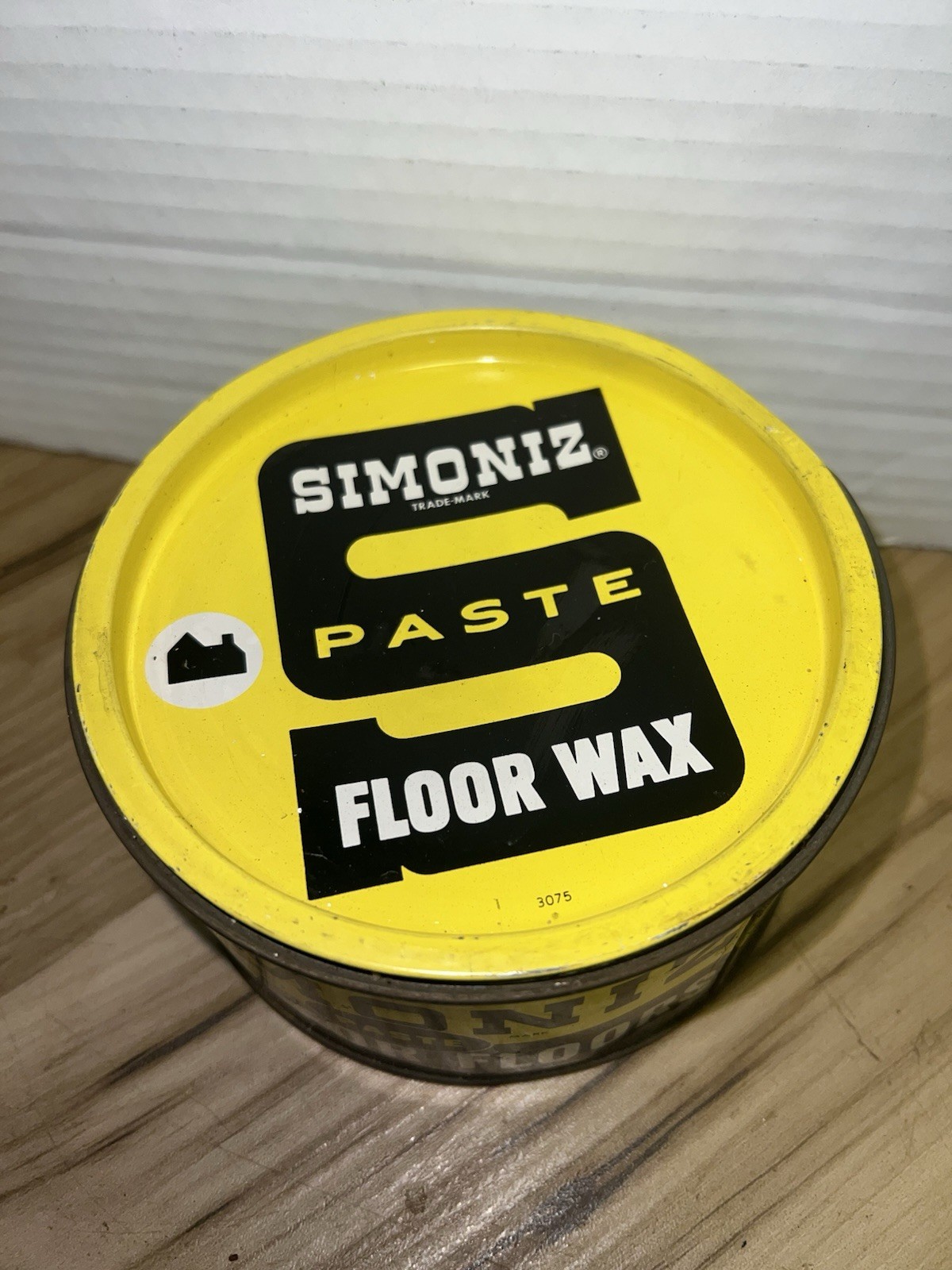 Vintage FULL Simoniz Paste Floor Wax Metal Yellow Tin Can Advertising NOS