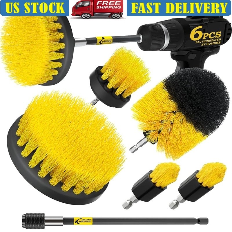 5 Piece Drill Brush Set Deep Cleaning Bathroom Tiles Floors Upholstery Cars New