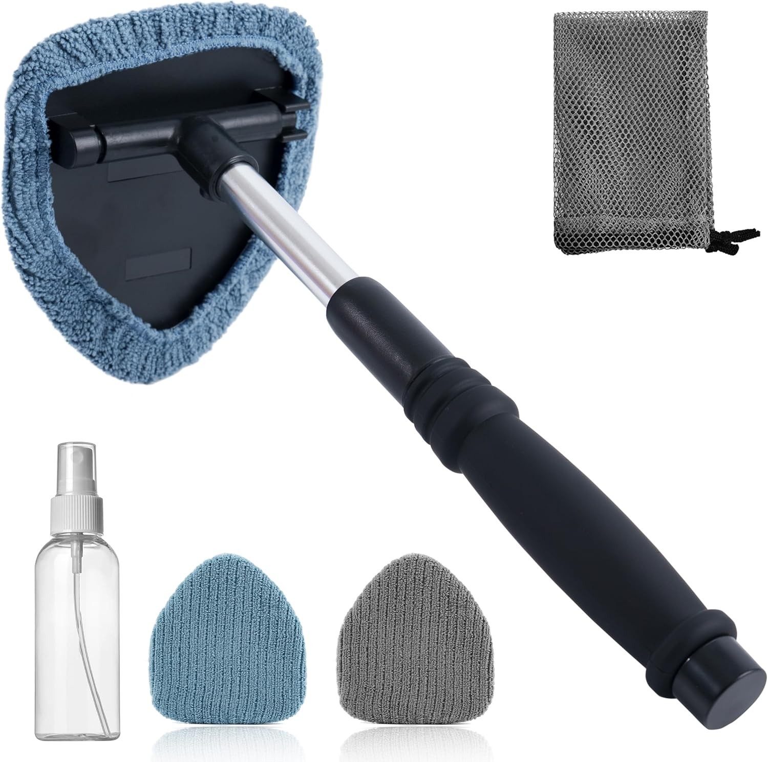 Microfiber Triangle Windshield Tool: Extendable Aluminum Handle & Color Options