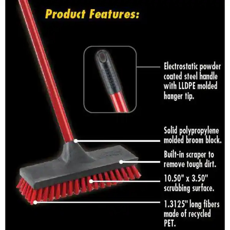 10.5 In. High Power Floor and Deck Scrub Brush with Steel Handle (2-Pack)