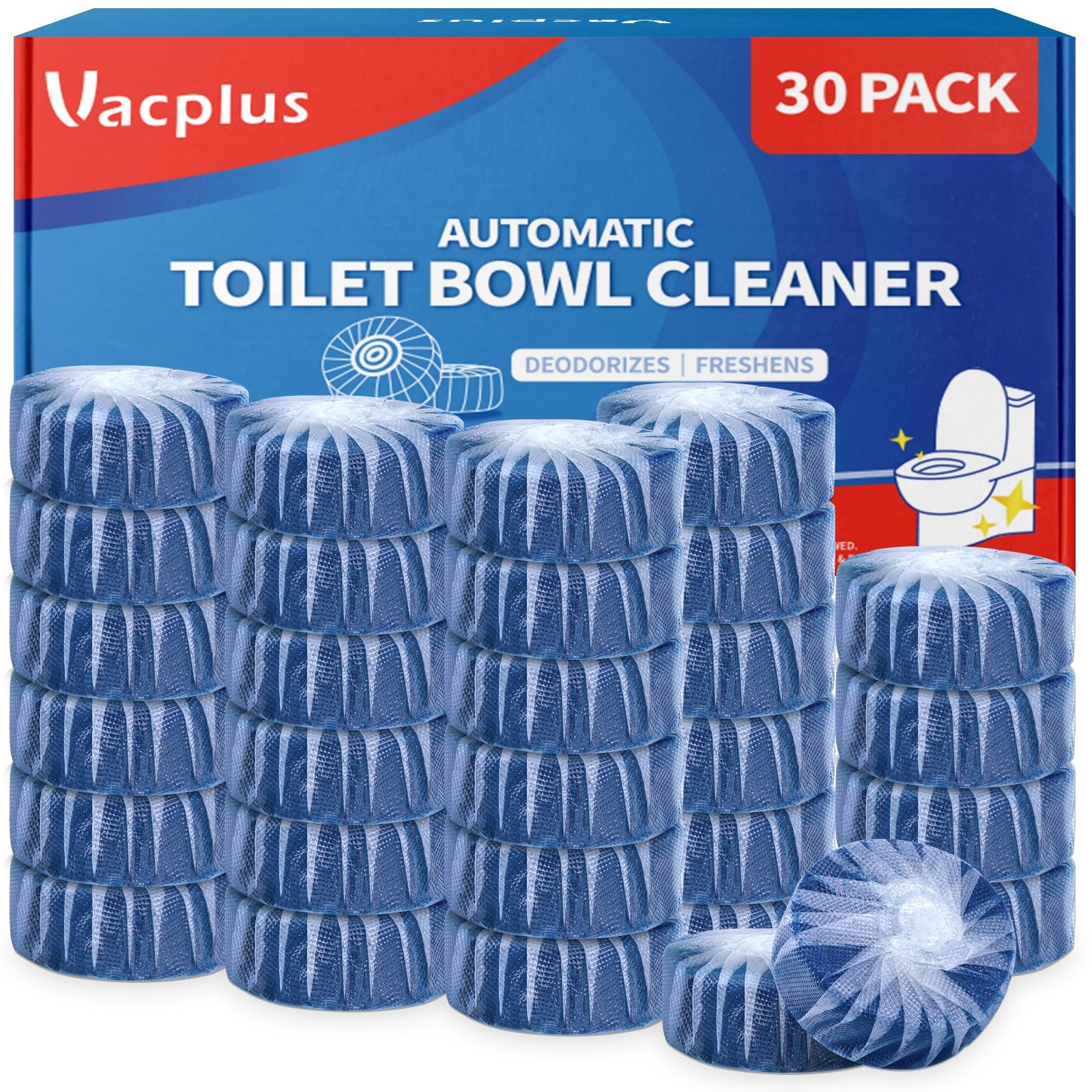30 Vacplus Automatic Toilet Bowl Cleaner Tablets Bathroom Toilet Tank Cleaner