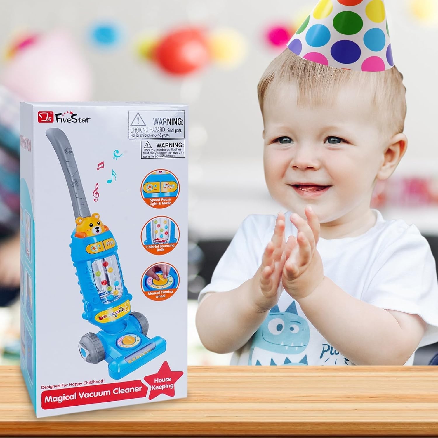 Toddler Toy Vacuum Cleaner with Lights and Sounds Pretend Play for Kids 1-5