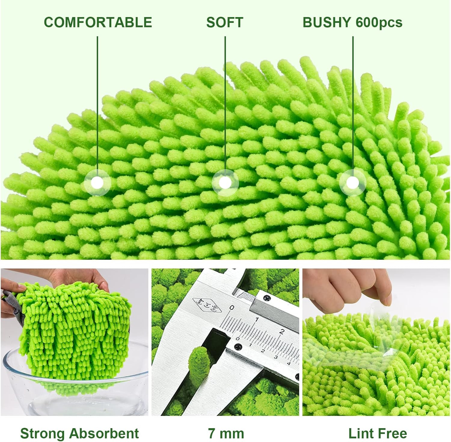 62″ Car Wash Brush Kit Mitt Mop Sponge with Long Handle Chenille Microfiber Car