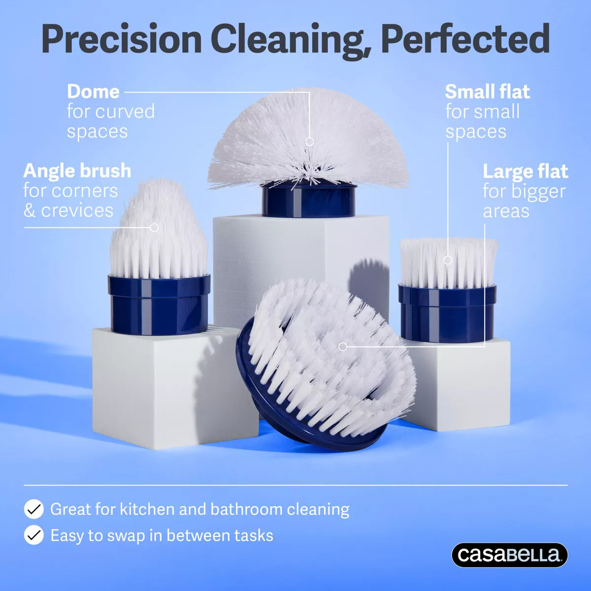 Casabella Power Spin Scrubber: Multipurpose Cleaning, Metal Handle, Shower, Lami