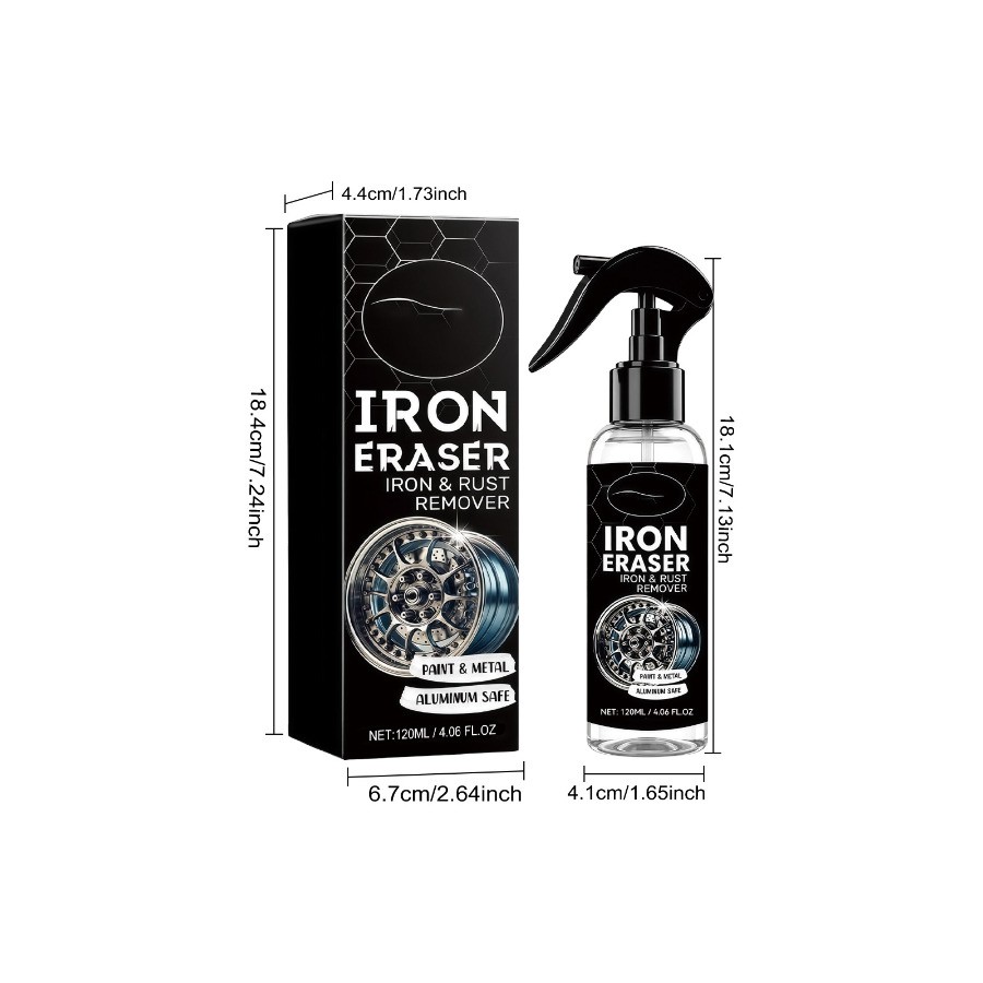 2x Iron Eraser Rust Remover Spray, Car Wheel Paint Brake Dust Fast Cleaner 120ml