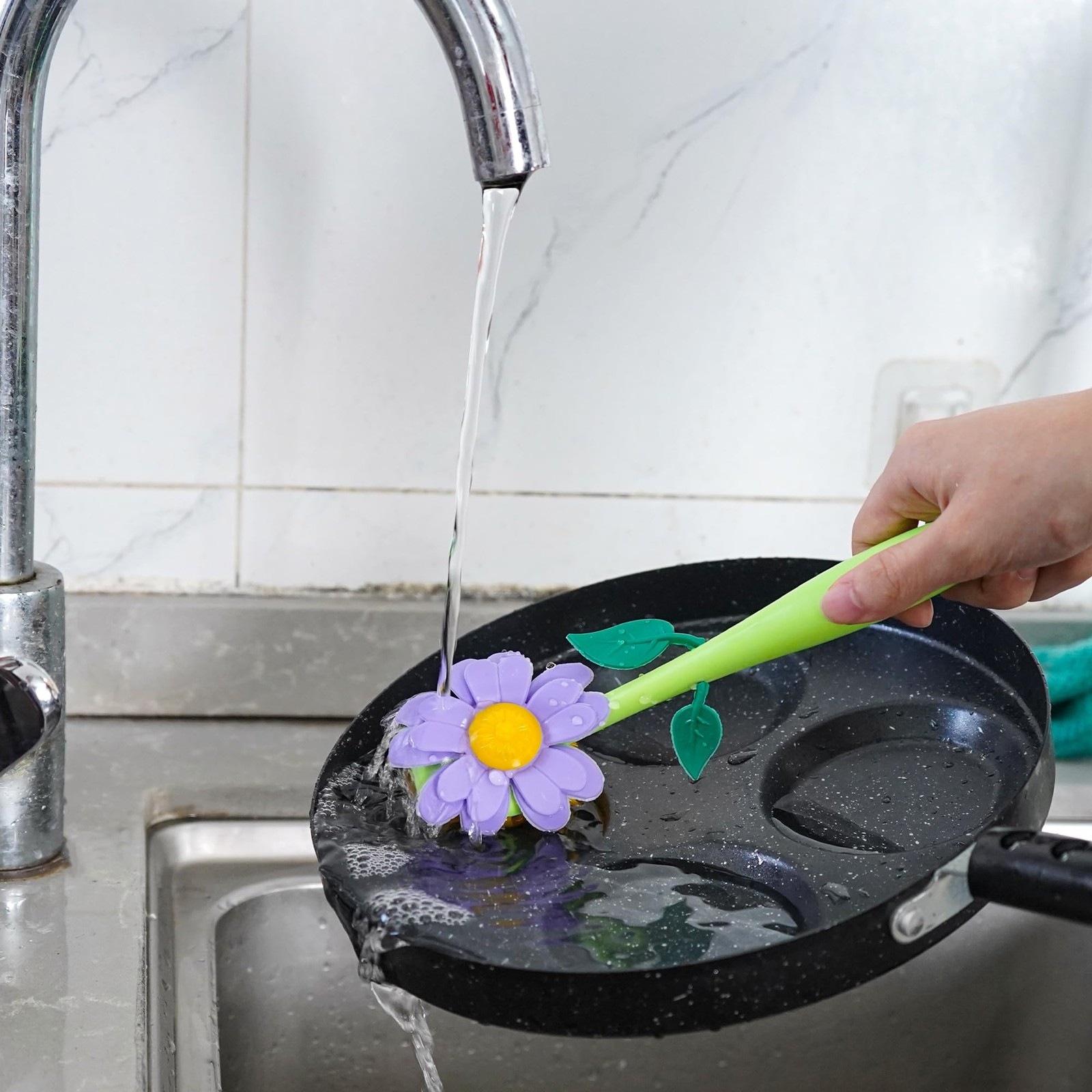 Long Handle Vegetable and Fruit Brush, Florganic Dish Brush with Vase, Long H…