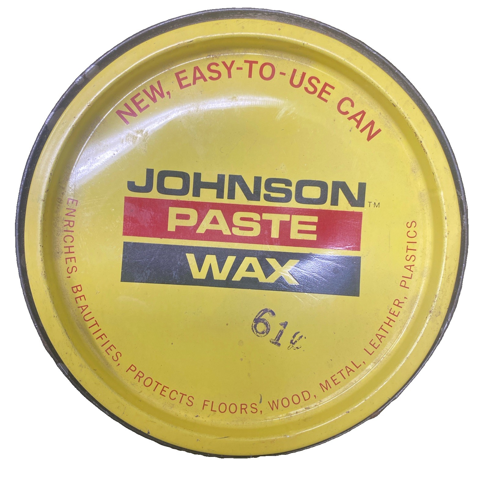 Vintage SC Johnson Wood Paste Wax 16 Oz Can Discontinued 60/70% Full