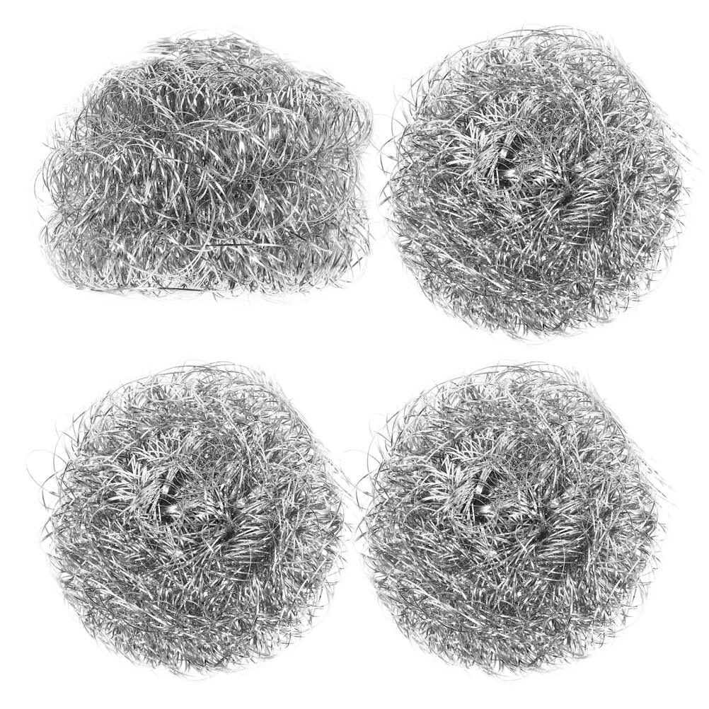 4pcs Stainless Steel Sponges Scrubbers Kitchen Practical Spiral Scourers for Pot