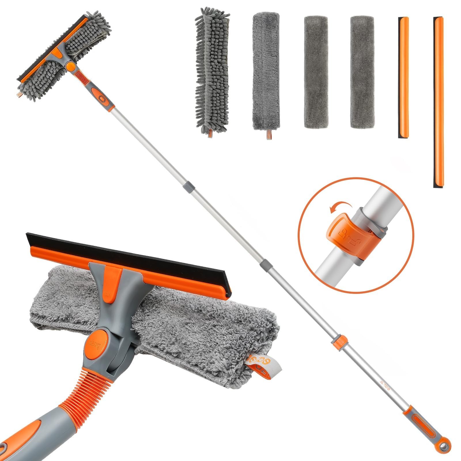 2-in-1 Window Cleaner Tool, 64” Window Squeegee for Home, Window Cleaning Sq…